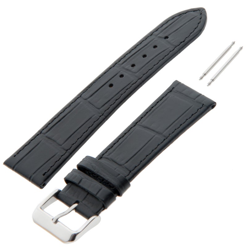Gilden Unisex 16-30mm Gator-Grain Flat Stitched Leather Watch Strap F30-0118 (18 millimeter end width, Black) - Image 3